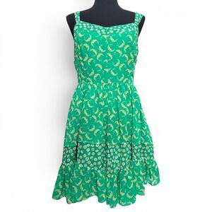 Lauren Conrad Mini Dress Women's 10 Green Floral Preppy Sundress Fairy Cottage